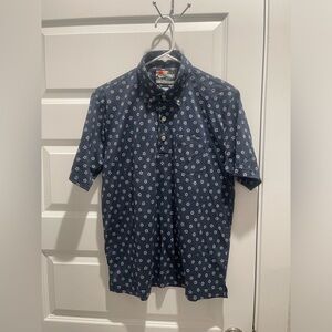 Paikaji Okinawa Island GIM floral print cotton blend quarter button Japan polo M